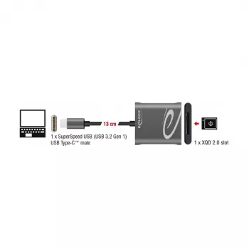 Card Reader DeLOCK 91741 USB 3.2 Gen 1 Type-C juodas pilkas