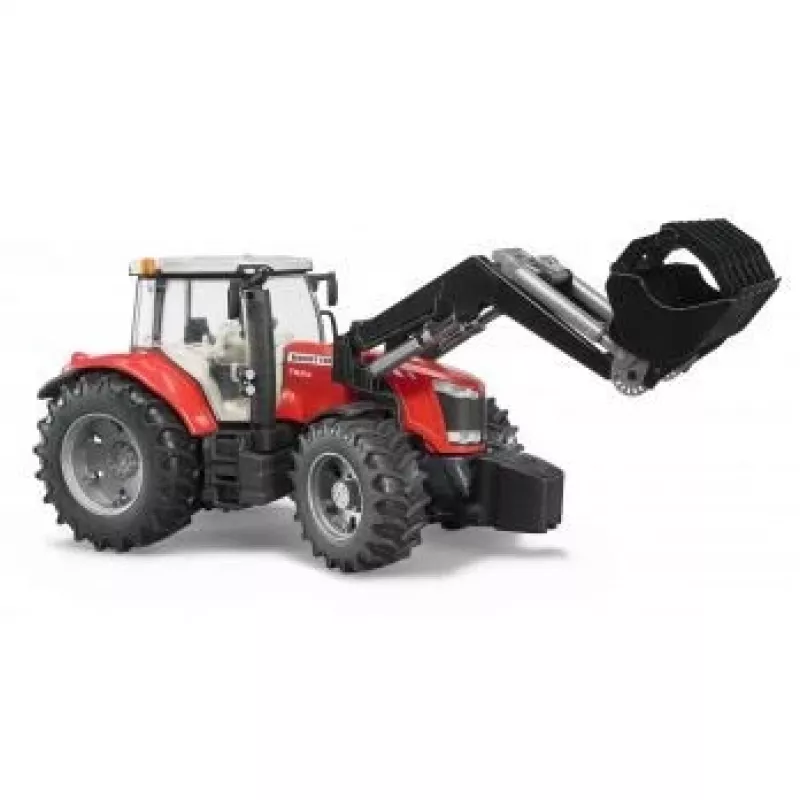 Žaislinis traktorius BRUDER Massey Ferguson 7624 su priekiniu krautuvu, raudonas, nuo 3 metų