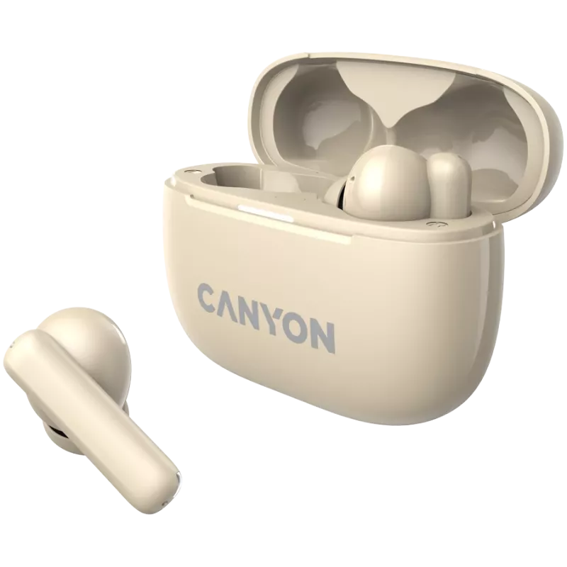 Canyon CNS-TWS10BG Ausinės ir ausinių rinkinys Tikras belaidis stereofoninis (TWS) Įstatomos ausinės pokalbiams/muzikai/sportui/kasdieniam naudojimui USB Type-C Bluetooth Smėlio spalvos (CNS-TWS10BG)