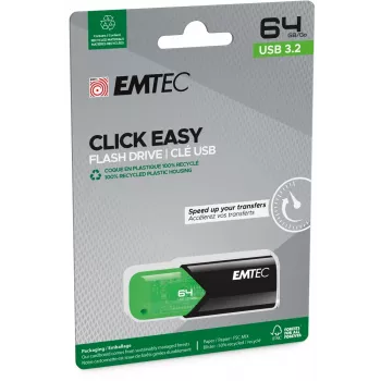 USB atmintukas Emtec 64GB USB Type-A 3.2 Gen 1 Click Easy