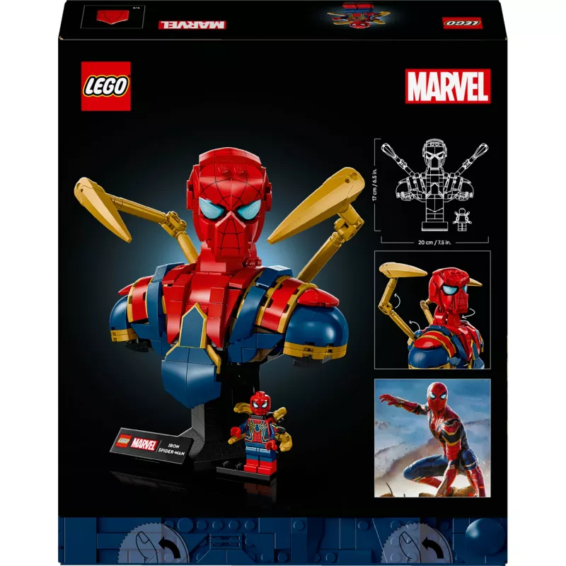 LEGO Marvel kolekcinė biustas Geležinis Žmogus-Voras 76326, 379 dalių, 18+ demonstracinis modelis, 170×200×110 mm