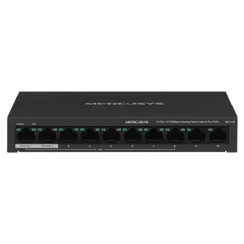 Switch Mercusys MS110P 10 prievadų 10/100Mbps PoE+ 8 prievadai (1.0 versija)