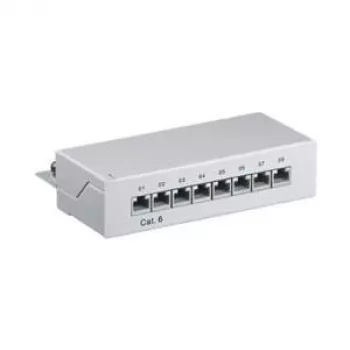 Wentronic Goobay CAT 6 Mini / Desktop Patch Panel, 8 prievadų, pilkas - STP ekranuotas, pilkas (93047)
