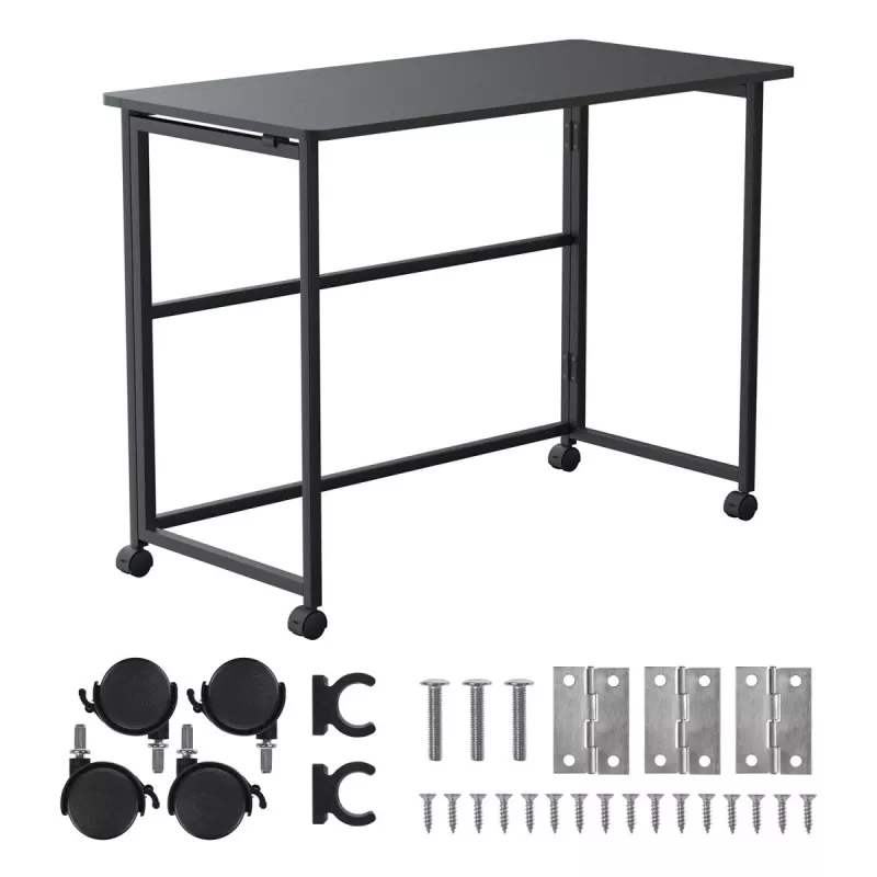 Sulankstomas stalas Maclean MC-1250 B, juodas, mobilus, 100x50 cm, max. 50 kg