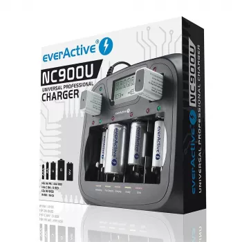 Įkroviklis baterijoms everActive NC-900U Universal DC – įkrauna AA, AAA, C, D, 9V, iki 6 elementų, juodas