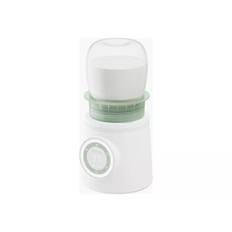 Pieno buteliuko šildytuvas Momcozy MW003-WH12BA-A – baterija 80W, liečiamas valdymas, žalia/permatoma/balta