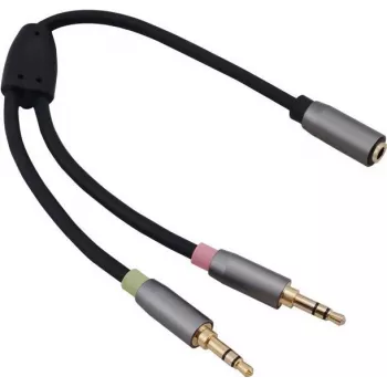 Adapterinis laidas helos 3,5 mm lizdas į 2x 3,5 mm kištukai modelis 288716