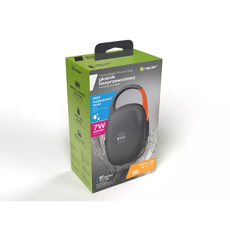 Nešiojamas Bluetooth TWS garsiakalbis No name Splash PRO – Pilka (Iron Gray)