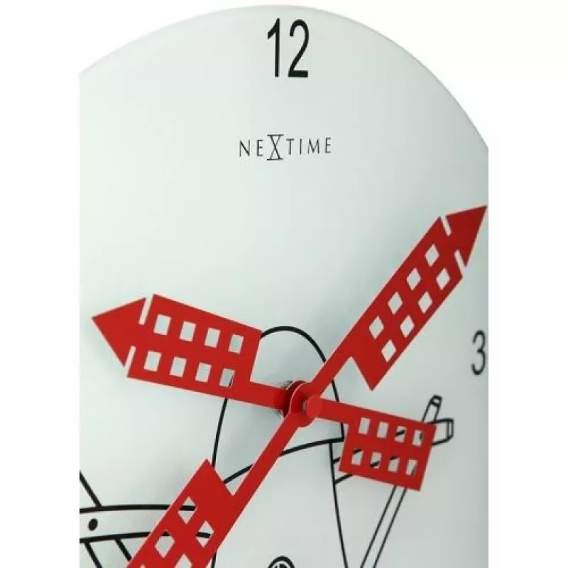 NeXtime klok 8807 Windmil, Ø30 cm, sieninis, balta/juoda/raudona