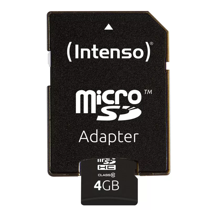 INTENSO atminties kortelė Micro SDHC 4GB Class 10 su adapteriu (3413450)