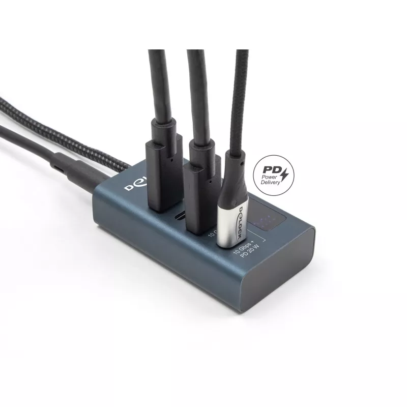 DeLOCK 64189 USB Hub Type-C 10000 Mbit/s Mėlynas Metalinis