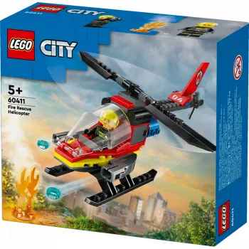 LEGO City Priešgaisrinis sraigtasparnis 60411 konstruktorius, 85 dalių, besisukančios mentės, 1 minifigūrėlė, nuo 5 metų (220×90×60 mm)