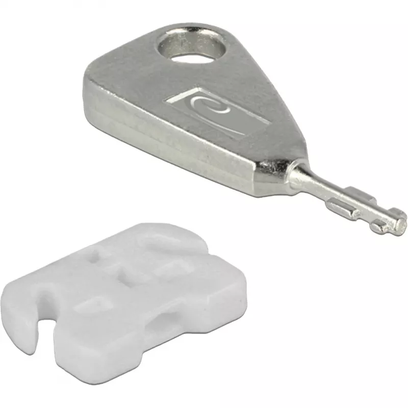 USB prievadų blokavimo rinkinys USB-A lizdui, kištukinis užraktas Baltas/Sidabrinis, 5 vnt. USB prievadų blokatorių, 2 raktai
