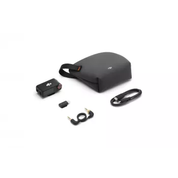 Mikrofono imtuvas DJI Mic 3 Camera mount juodas – baterijinis, su 3,5 mm garso ir USB kabeliais