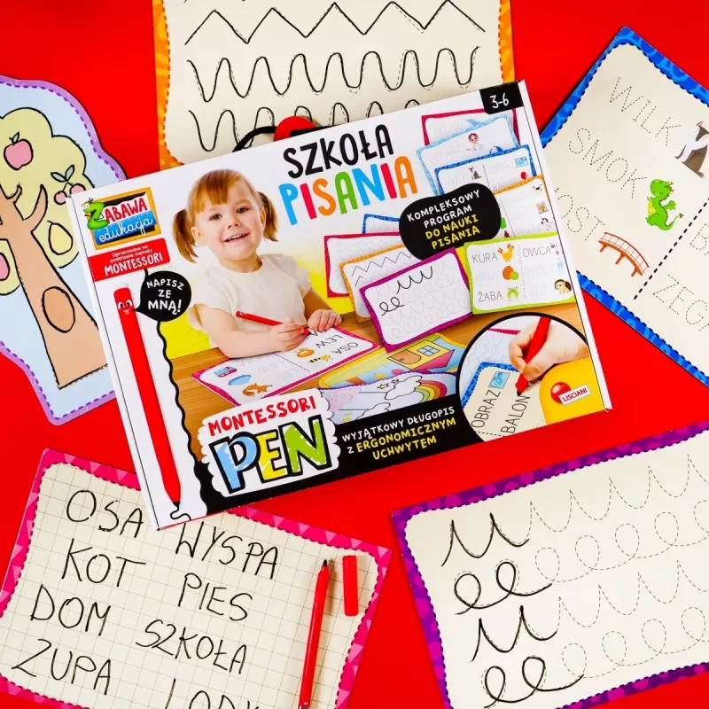 Mokomasis rinkinys Montessori Rašymas mokykla su 18 planšečių