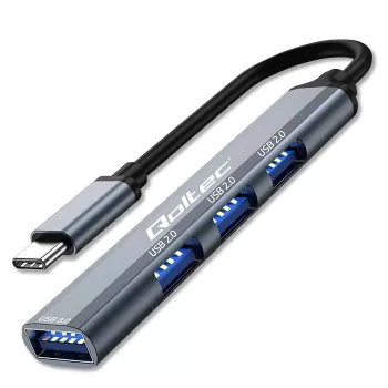 USB šakotuvas QOLTEC 53792, USB-C 3.1 į 4 prievadus (USB 3.0 x1, USB 2.0 x3)