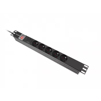 Lanberg PDU-05E-0200-IEC-BK maitinimo skirstytuvas (PDU) 5 AC lizdų 1U juodas