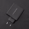 Qoltec 51716 sieninis įkroviklis 63 W, USB-C PD + USB QC 3.0, 5-20 V 1,5-3 A, juodas