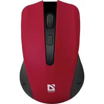 Belaidė optinė pelė DEFENDER MM-935 RF – ambidekstrinė, 1600 DPI, raudona, RF USB imtuvas, AAA baterijos