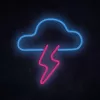 Neoninis LED ženklas MANTA SNL71BL Debesis su žaibu mėlyna-rožinė