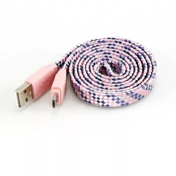 Sbox USB->Micro USB 2.0 M/M 1m spalvotas lizdinis rožinis USB-103CF-P
