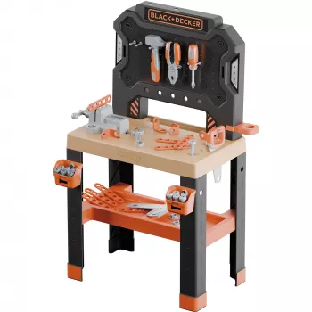Vaikiškas žaidimų darbo stalas SMOBY Black & Decker Model 2025 su įrankiais ir priedais