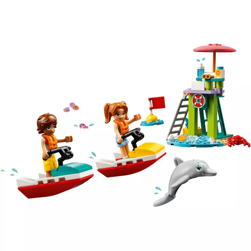 LEGO Friends paplūdimio vandens paspirtukas gelbėtojų rinkinys 5+ metų mergaitėms, berniukams ir vaikams su 2 mini lėlytėmis ir delfino figūrėle