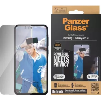 PanzerGlass privatumo ekrano apsauga Ultra-Wide Fit, skirta Samsung A35, su Easy Aligner