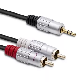 Audio kabelis Qoltec 52340 2m 2xRCA 3.5mm Juodas