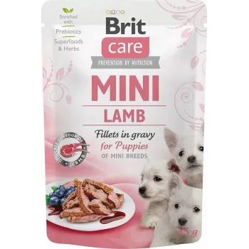 Šlapias ėdalas šuniukams Brit Mini Puppy Lamb vienos porcijos maišelis 85 g mažoms veislėms