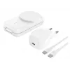 Belkin UltraCharge 25W Qi2 3in1 magnetinis belaidis įkroviklis EU baltas kvadratinis