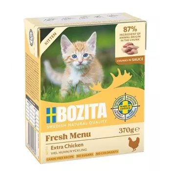 BOZITA Fresh Menu Kitten Chunks in sauce šlapias kačių ėdalas kačiukams 370g