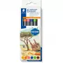 Staedtler 3001 C6-3 flomasteriai – 6 spalvų, smulkus antgalis, kulkinis ir šepetėlio antgaliai