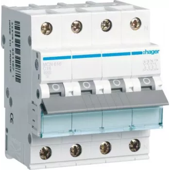 Automatinis jungiklis Hager MCN616 C charakteristika 4P 4 moduliai