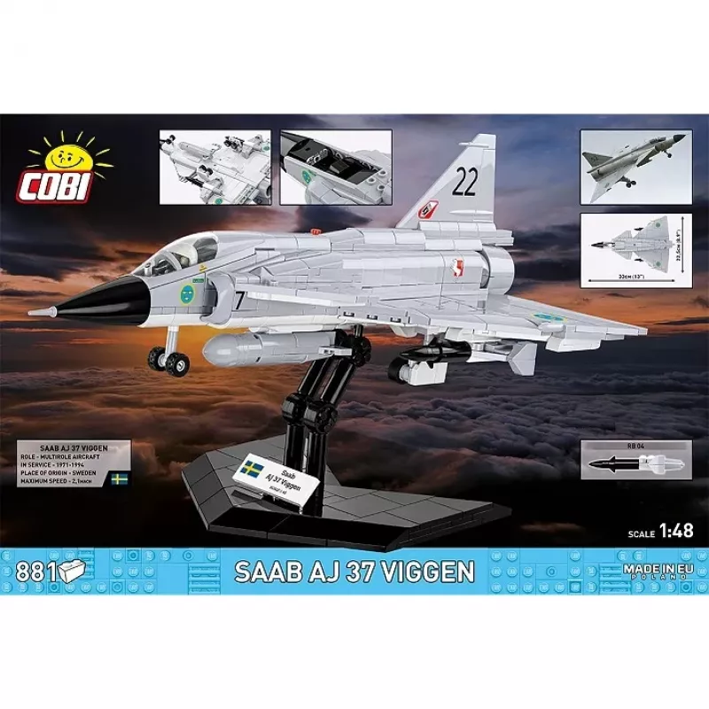 Cobi blokelių rinkinys Saab AJ 37 Viggen, 881 detalės