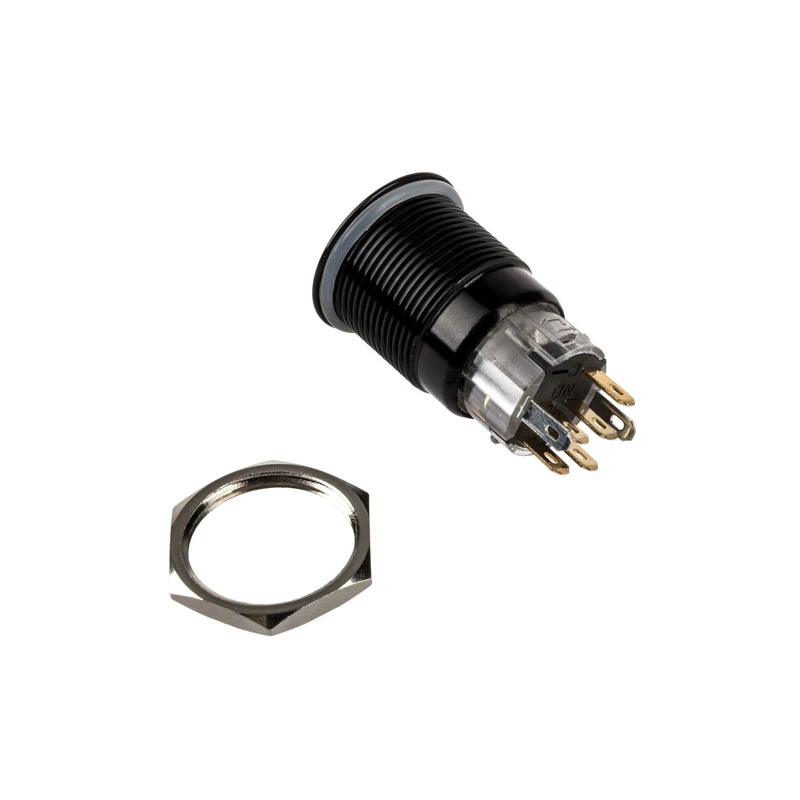 DimasTech Vandalism Switch/Button 19mm Blackline Dot RGB PD218 – Atsparus vandalizmui mygtukas su RGB foniniu apšvietimu