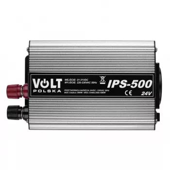 Inverteris AZO 350/500W 24V į 230V modelis 4PRZ24230IPS500, 350W nuolatinė / 500W maksimali galia