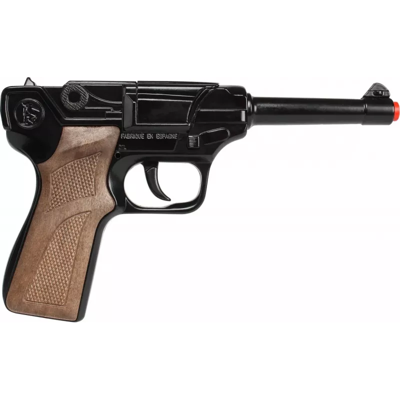 Metalinis žaislinis policijos revolveris Gonher 8 šūviams, metalinė konstrukcija, modelis 258441