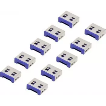 Renkforce USB prievado užraktas RF-4695230 10 vnt. rinkinys sidabrinis-mėlynas RF-4695230 (RF-4695230)