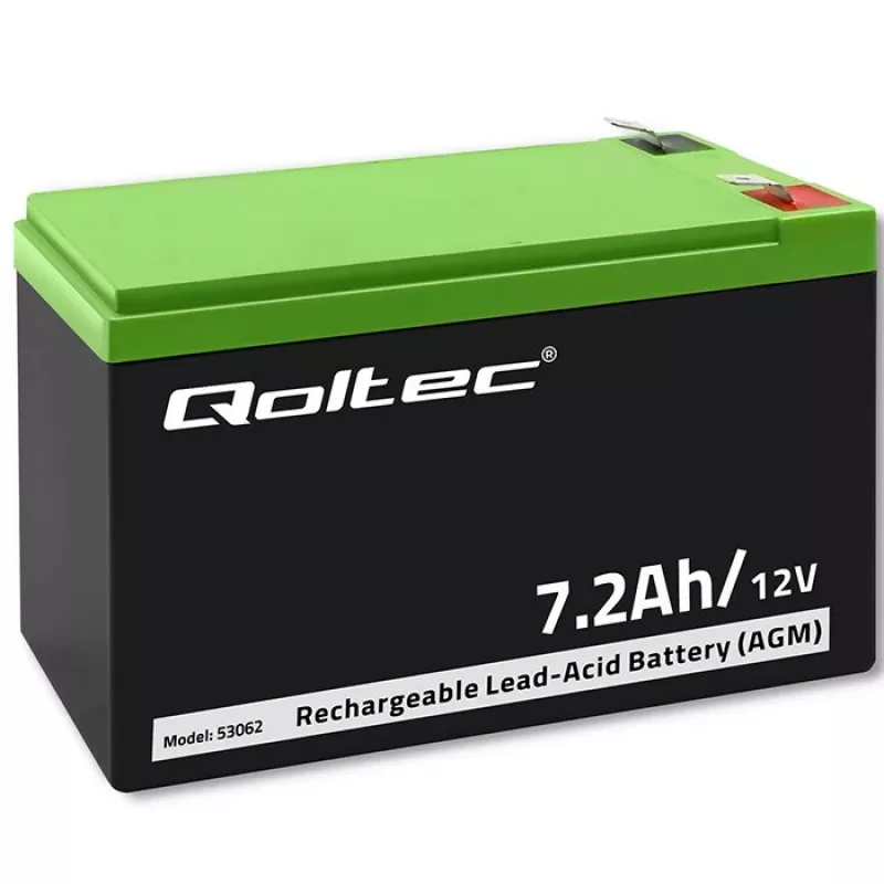 Qoltec 53062 AGM akumuliatorius | 12V | 7,2 Ah | max 108A