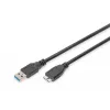 ASSMANN SuperSpeed USB 3.0 laidas, USB A kištukas Micro USB B kištukas, Cu AWG 28, 2x ekranuotas, ilgis 1,0 m (AK-300116-010-S)