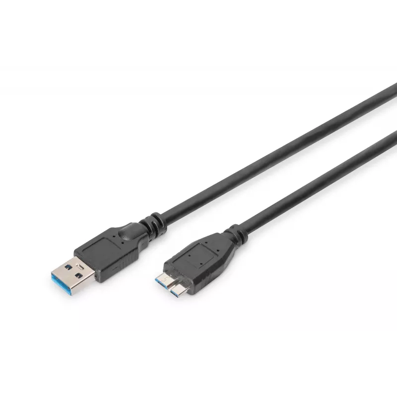 ASSMANN SuperSpeed USB 3.0 laidas, USB A kištukas Micro USB B kištukas, Cu AWG 28, 2x ekranuotas, ilgis 1,0 m (AK-300116-010-S)