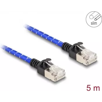 Tinklo kabelis DeLOCK RJ45 plonas 5m Cat6A U/FTP mėlynas