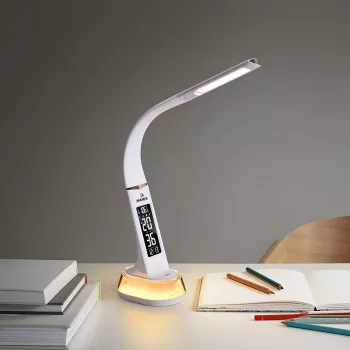 Stalinė lempa Hawk HW-LAMP05 balta LED reguliuojama – kompaktiška LED darbo lempa su reguliuojama rankena