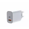 Universalus įkroviklis 2x3A USB C + USB A Power Delivery baltas