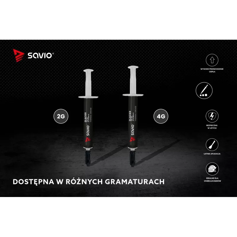 Termopasta SAVIO TG-03 13,5 W/m·K, 2 g – šilumai laidus junginys