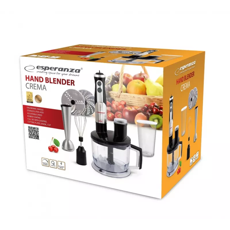 Panardintuvas Esperanza EKM004, 0,6 L, 800 W, juodas/sidabrinis/skaidrus
