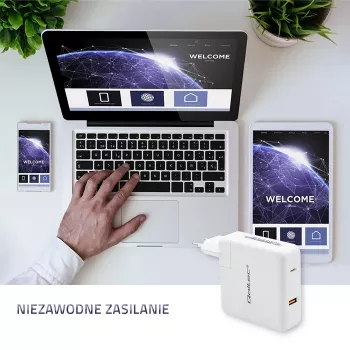 Qoltec GaN Charger FAST 108W | 5-20V | 3-4.7A | USB C | Baltas