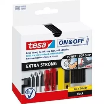 Tesa Hook&Loop juosta 1m x 50mm on&off ypatingai tvirta juoda 55229