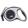 Flexi New Comfort M Tape 5 m Juoda – atsukamas pavadėlis juostos tipo, dydis M, max apkrova 25 kg, svoris 300 g
